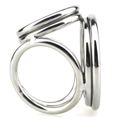 BDStyle Stainless Steel Quad 4 Ring Cock and Ball Cage - - Steel Cock Rings