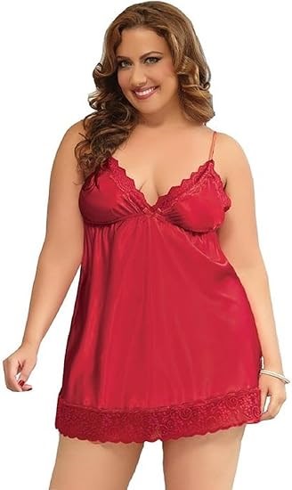 Seven til Midnight Enchanting Womens Babydoll and Thong 3X/4X Red Lingerie Set - - BabyDolls And Chemises