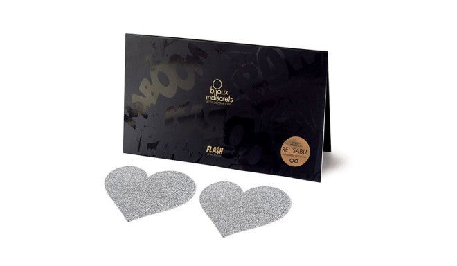 Bijoux Indiscrets SI Flash Bolt Heart Shape Pasties Silver Premium Nipple - - Breast and Nipple Toys