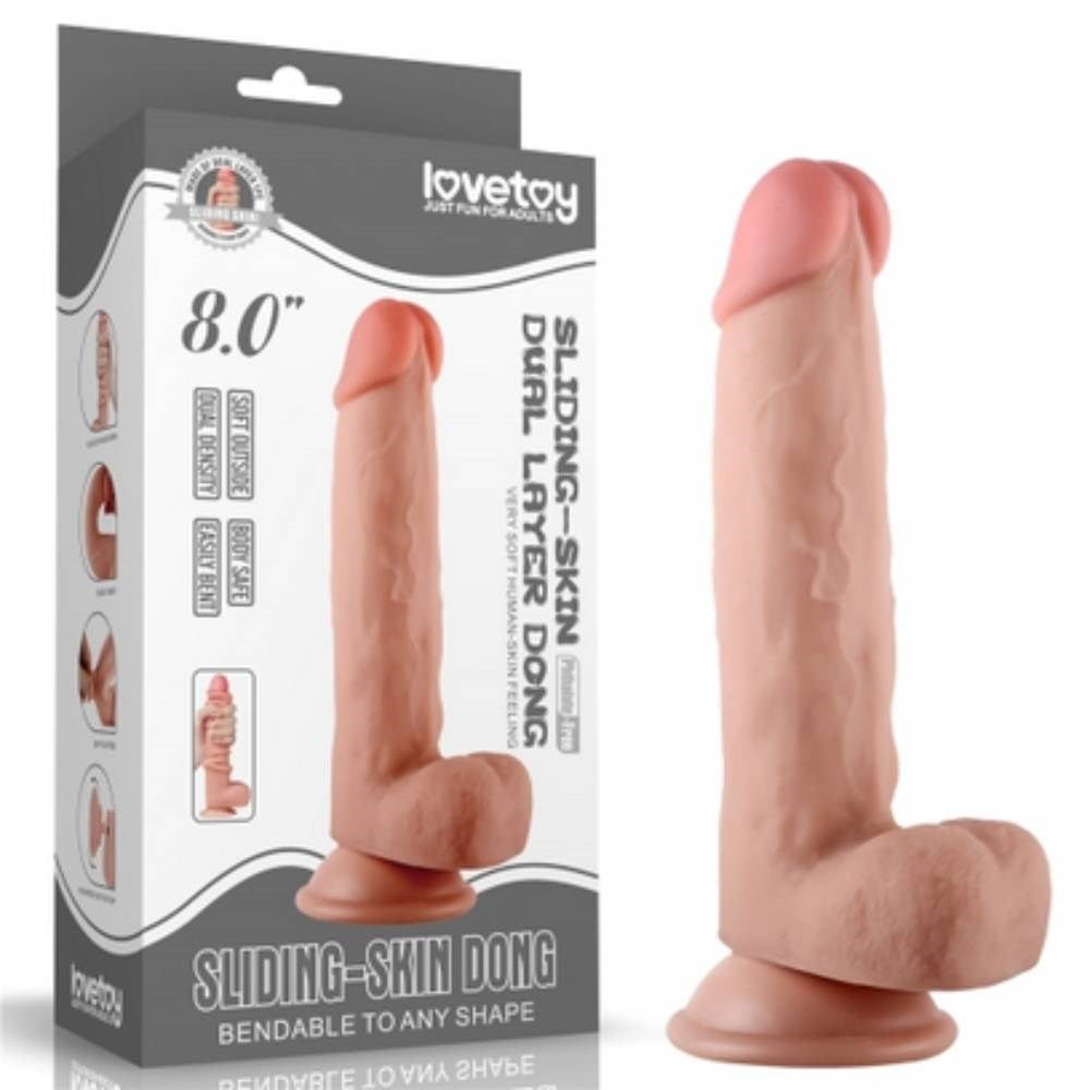 Lovetoy Sliding Skin Dual Layer Realistic Dong With Flexible Skin Material - - Realistic Dildos