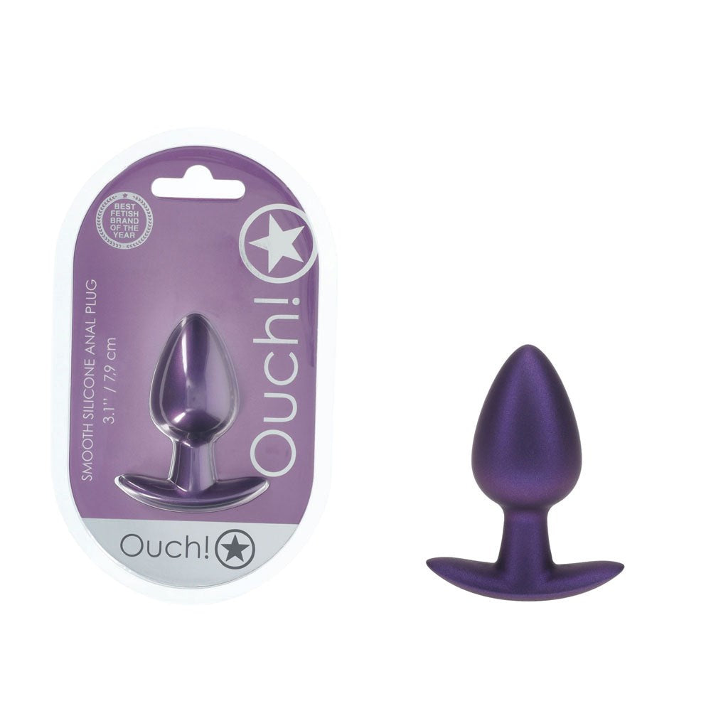 Shots Toys OUCH! Metallic 7.9 cm Medium Waterproof Butt Plug Premium Silicone - - Butt Plugs