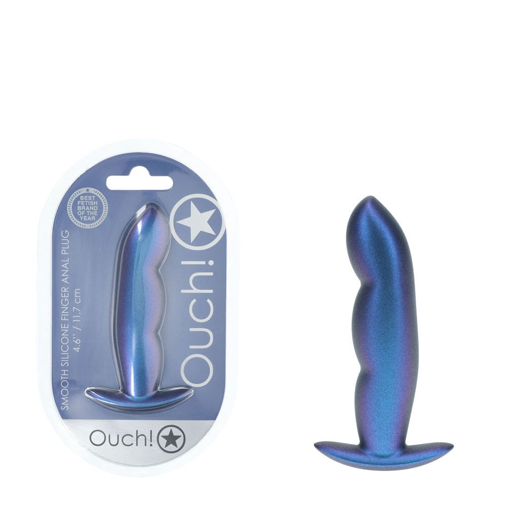 Shots Toys OUCH! Finger Shaped 11.7cm Metallic Silicone Butt Plug Anal Play - - Butt Plugs