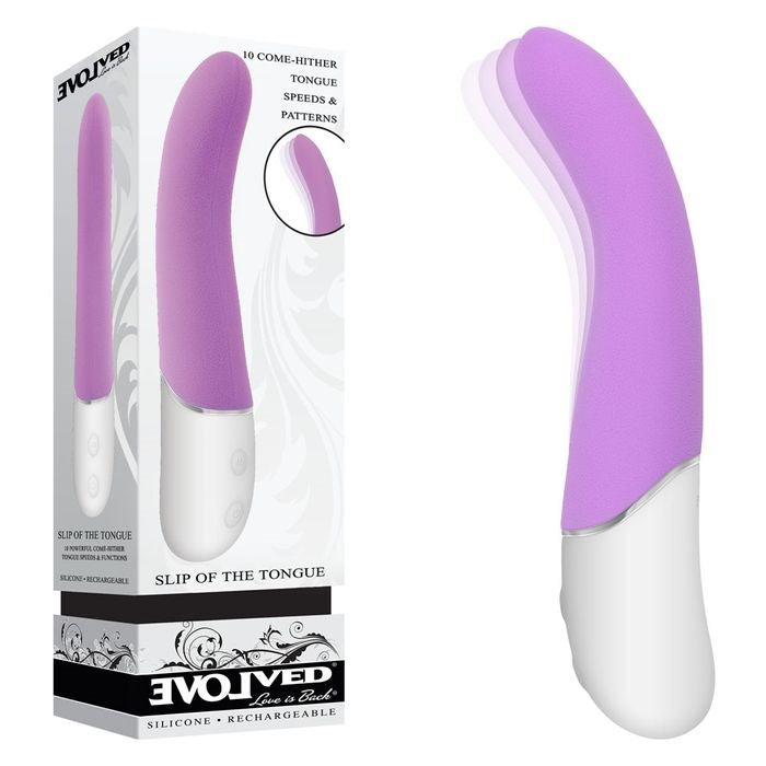 Evolved SLIP OF THE TONGUE Vibrating Flicking Tongue Massager Purple Clitoral - - Finger and Tongue Vibrators