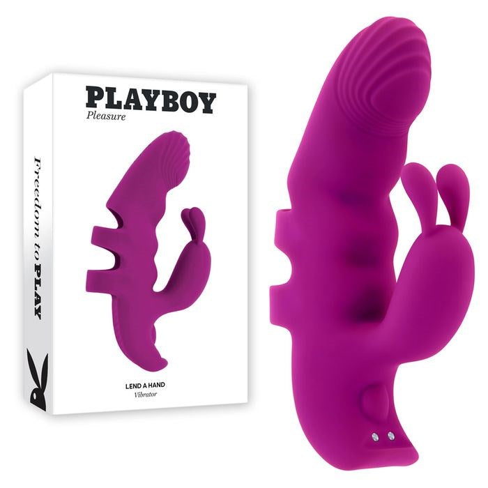 Evolved Playboy Pleasure LEND A HAND Finger Vibrator Purple Dual Motor - - Finger and Tongue Vibrators