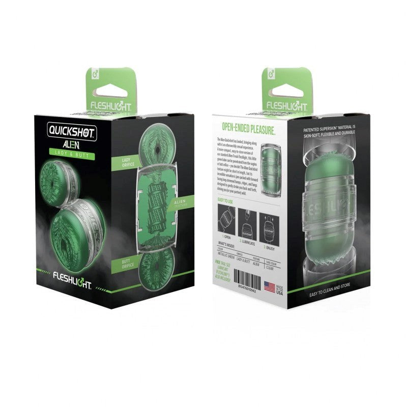 Fleshlight Quickshot Alien Green Metallic Lady and Butt Male Masturbator - - Fleshlight Male Masturbators