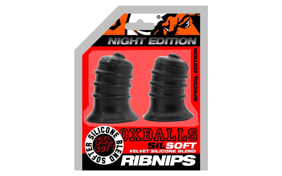 OxBalls Ribnibs Curved Springy Ribbed Nipple Suckers Night Edition Nipple Suckers - - Nipple and Clit Clamps
