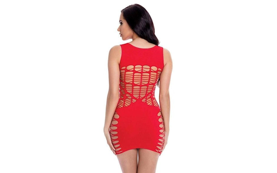 Pink Lipstick Womens Dynamite Diva Mini Dress OS Red Shredded Design - - Skirts And Club Wear