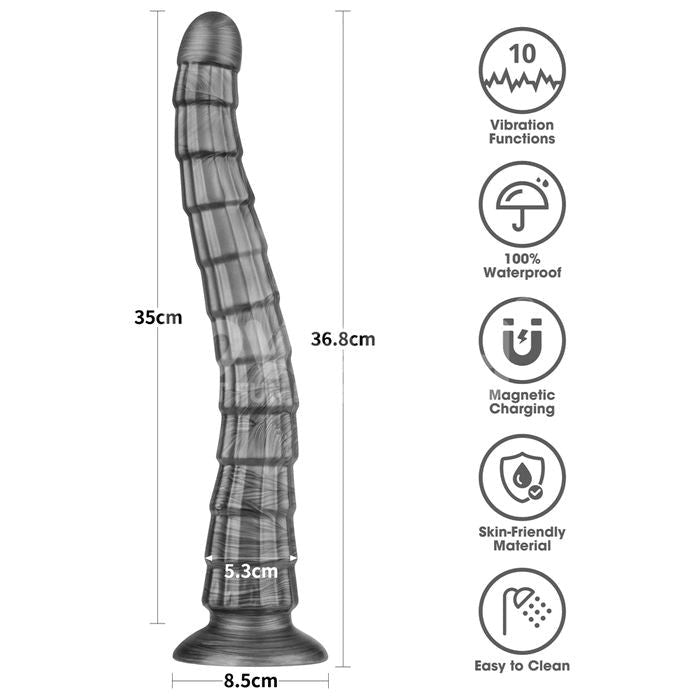 Lovetoy Vibrax Slider King Sized Rechargeable Vibrating Dildo 36.8cm Grey - - Vibrating Dildos