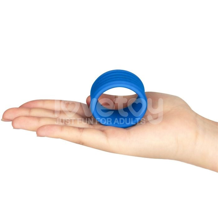 Lovetoy Pinnacle Pro Deep Rib Grip Stretchy Cock Ring Blue Penis Enhancement - - Stretchy Cock Rings