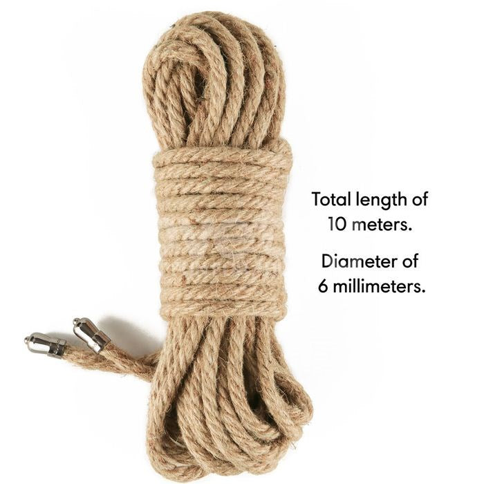 Lovetoy Rebellion Reign Hemp Rusting Bondage Play Rope 10m Premium Hemp - - Cuffs And Restraints