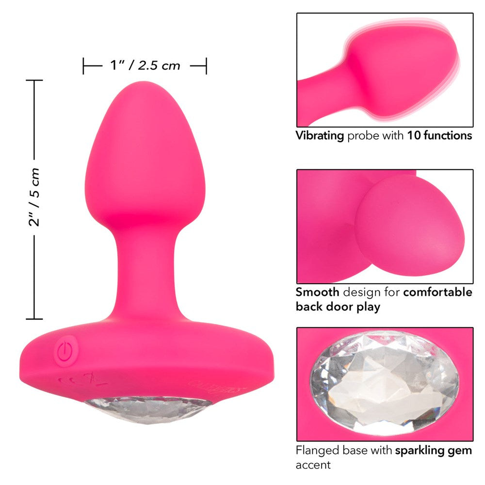 California Exotics Cheeky Gems Rechargeable Vibrating Butt Plug Pink - - Butt Plugs
