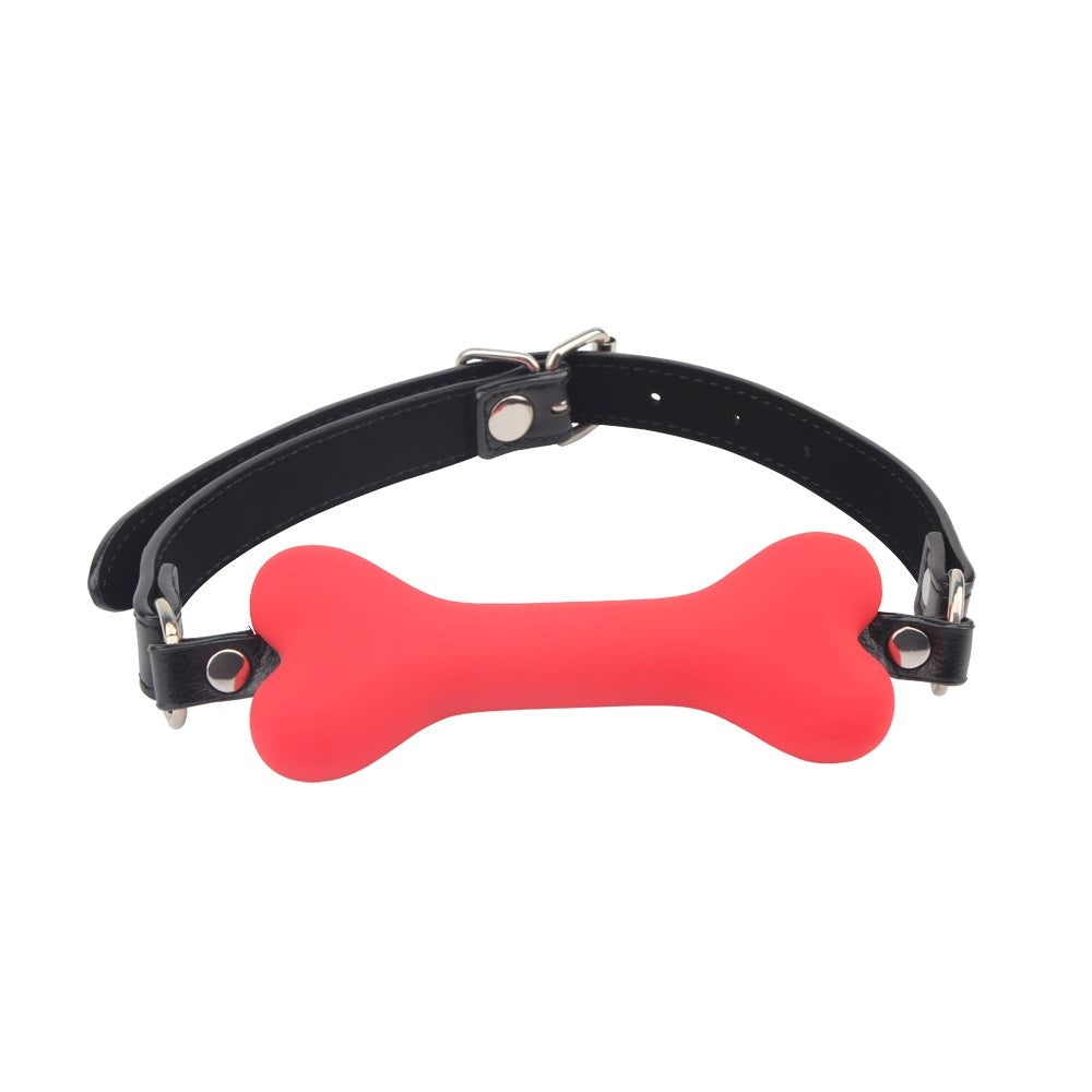 Chisa Behave Doggie Bone Adjustable BDSM Play Bit Gag with Silicone Bit - - Bondage Gags and Bits