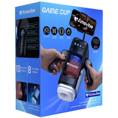Amovibe Game Cup Thrusting & Rechargeable Male Masturbator Black - - Masturbators and Strokers