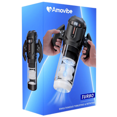 Amovibe Turbo Thrusting and Rotating Male Masturbator Black - - Masturbators and Strokers