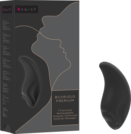 B Swish Bcurious Premium 7 Function Clitoral Stimulator Noir - - Clit Ticklers and Pulsators