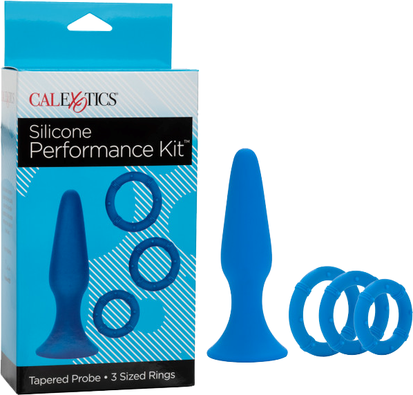 California Exotics Silicone Butt Plug Performance Kit Blue - - Butt Plugs