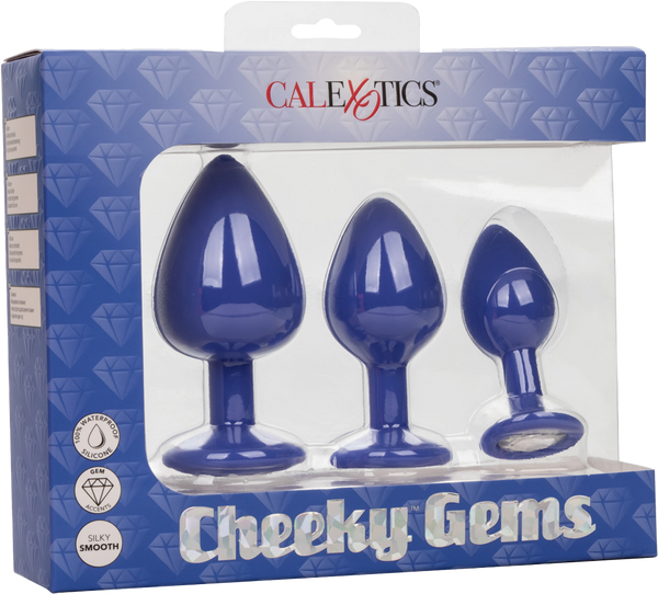 California Exotics Cheeky Gems Anal Plug Set Purple - - Butt Plugs