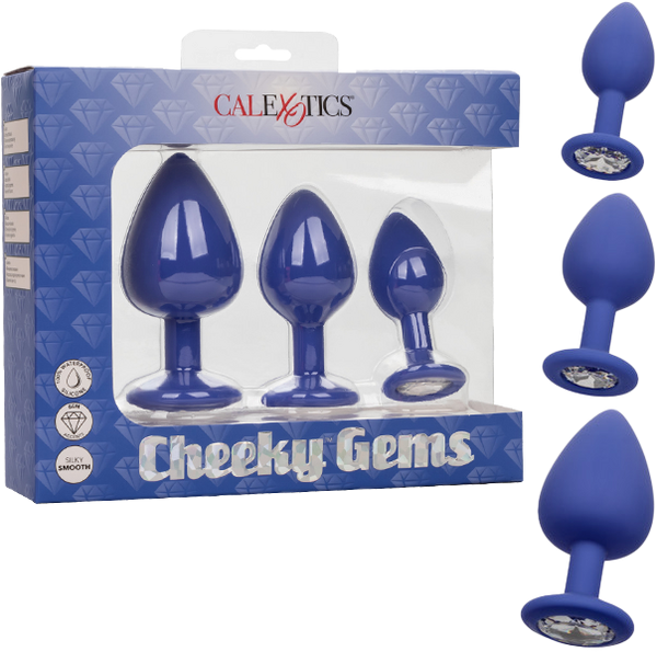 California Exotics Cheeky Gems Anal Plug Set Purple - - Butt Plugs
