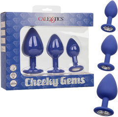California Exotics Cheeky Gems Anal Plug Set Purple - - Butt Plugs
