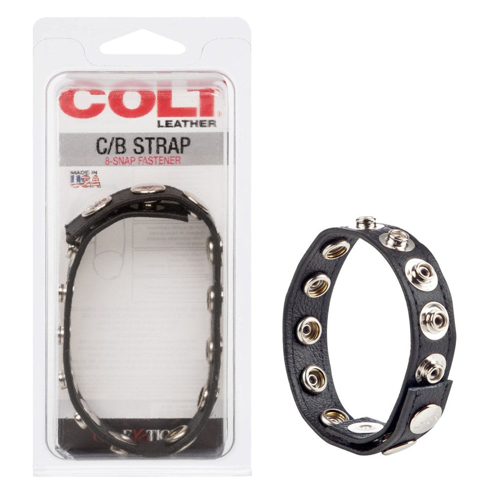 Colt Adjustable 8 Snap Fastener Leather C/B Strap Cock Ring - - Cock Rings