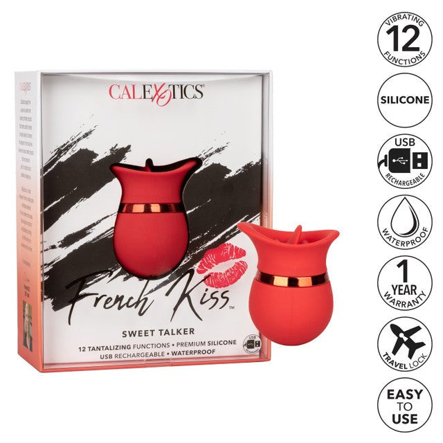 French Kiss Sweet Talker 12 Function Clitoral Stimulator Red - - Clit Ticklers and Pulsators