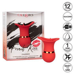 French Kiss Charmer 12 Function Clitoral Vibrator Red - - Clit Ticklers and Pulsators