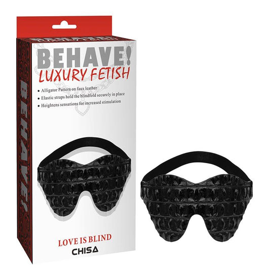 Behave LOVE IS BLIND Alligator Pattern Bondage Mask Black - - Masks And Blindfolds