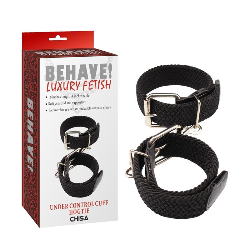 Behave Under Control Fetish Play Cuff Hogtie Black - - Cuffs And Restraints