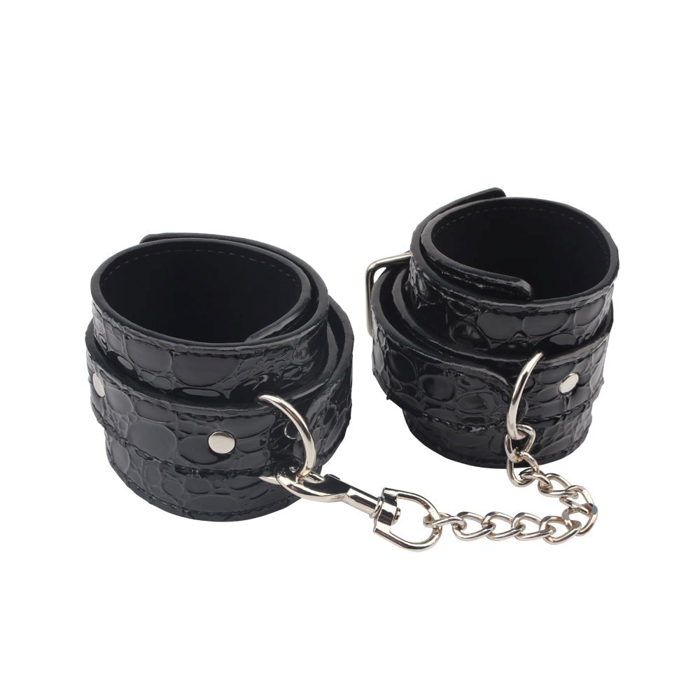 Chisa Behave Be Good BDSM Play Ankle Cuffs Black Leather Restraints - - Cuffs And Restraints