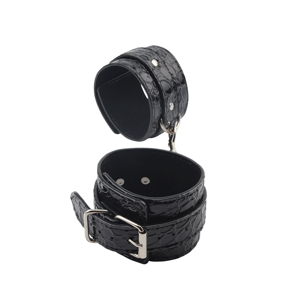 Chisa Behave Be Good BDSM Play Ankle Cuffs Black Leather Restraints - - Cuffs And Restraints