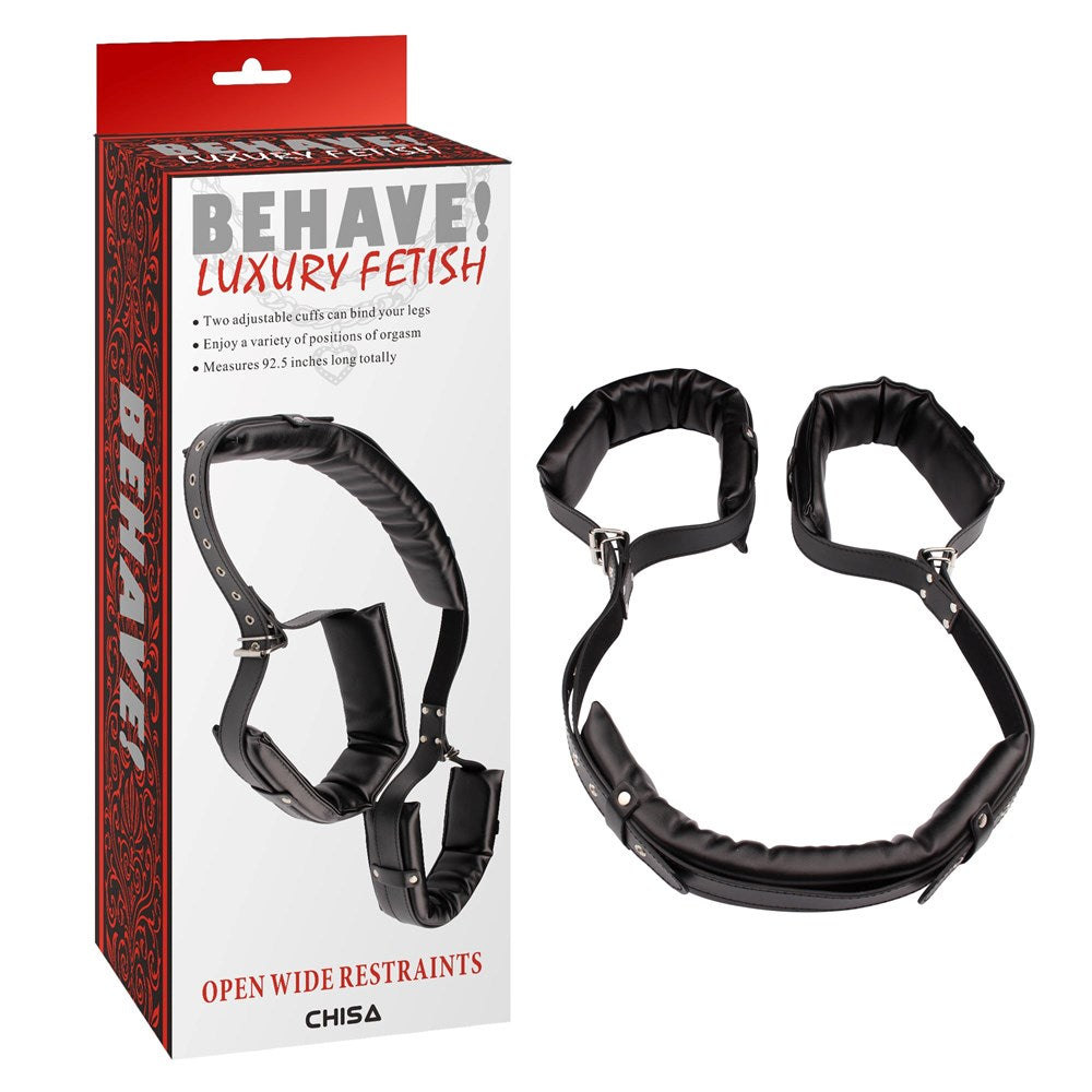 Behave Open Wide Bondage Restraints Black - - Cuffs And Restraints