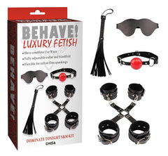 Behave Dominate Tonight Adjustable S&M Kit Black - - Bondage Kits