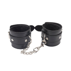 Behave Obey Me Leather Bondage Hand Cuffs Black - - Cuffs And Restraints