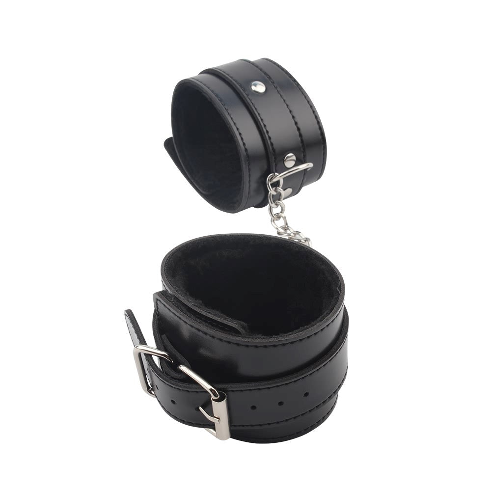 Behave Obey Me Leather Fetish Ankle Cuffs Black - - Cuffs And Restraints