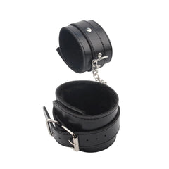 Behave Obey Me Leather Fetish Ankle Cuffs Black - - Cuffs And Restraints