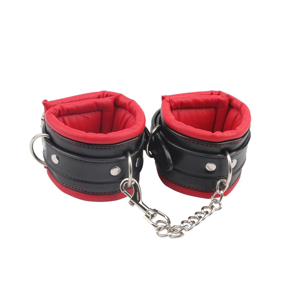 Behave Super Soft BDSM Ankle Cuffs Red / Black - - Cuffs And Restraints
