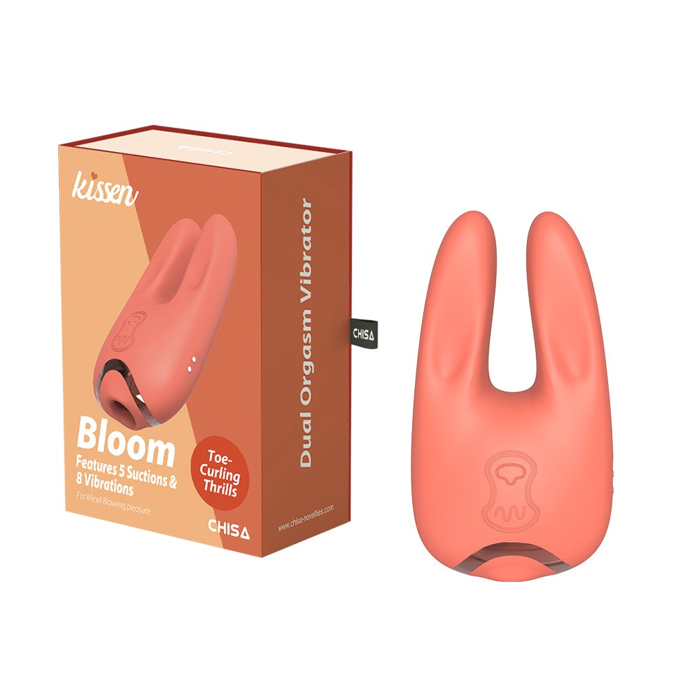 Chisa Kissen Bloom 5 Suction & 8 Vibration Clitoral Massager Peach - - Clit Ticklers and Pulsators