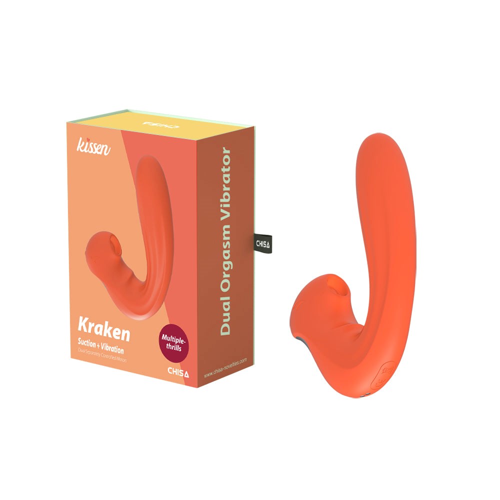 Kissen Kraken 5 Suction Pattern Clitoral Vibrator Orange - - Clit Ticklers and Pulsators