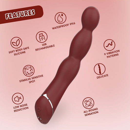 Lust Ripple Lapper Multi Function G Spot Vibrator Burgundy - - G-Spot Vibrators