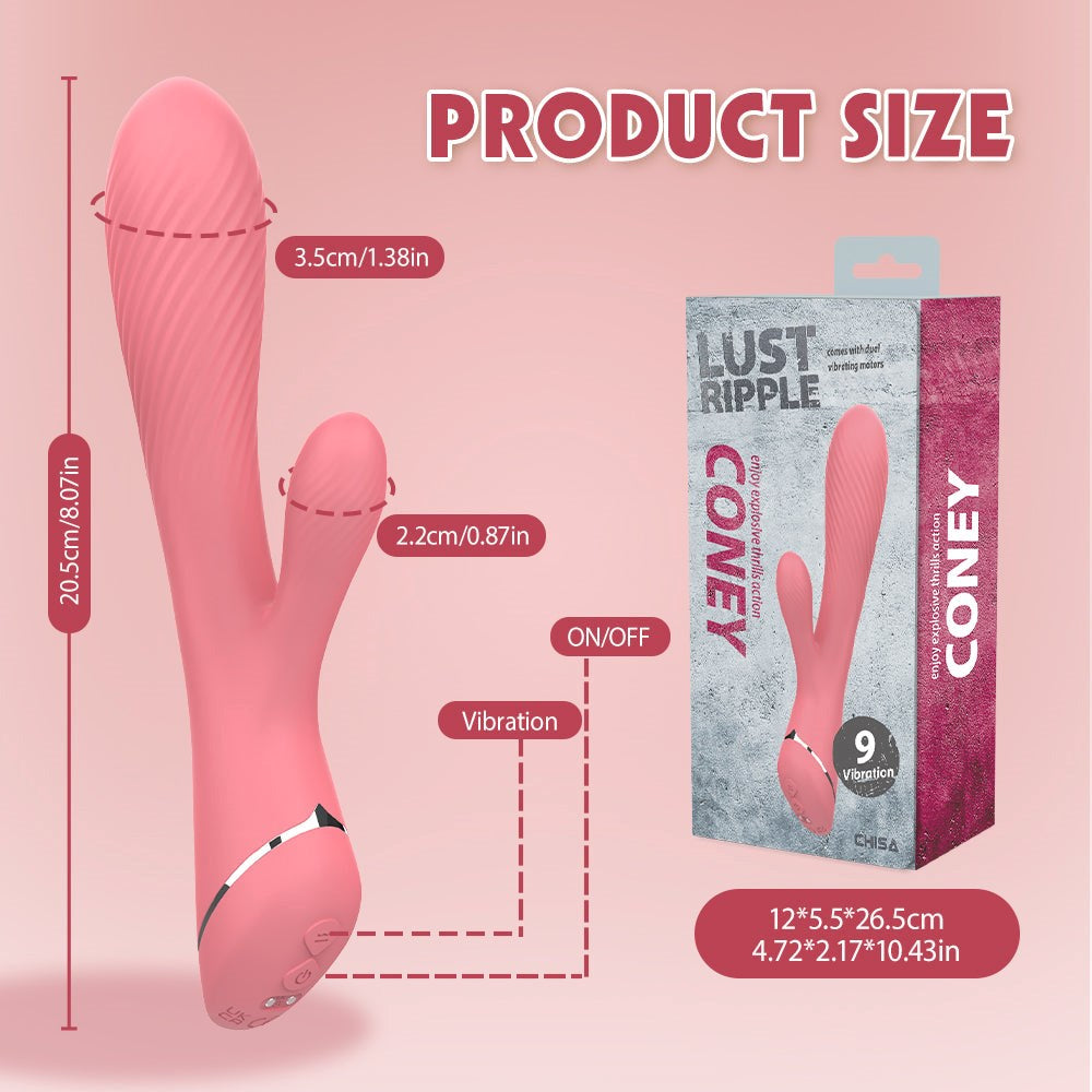 Lust Ripple Coney 9 Function Rabbit Vibrator Pink - - Rabbit Vibrators