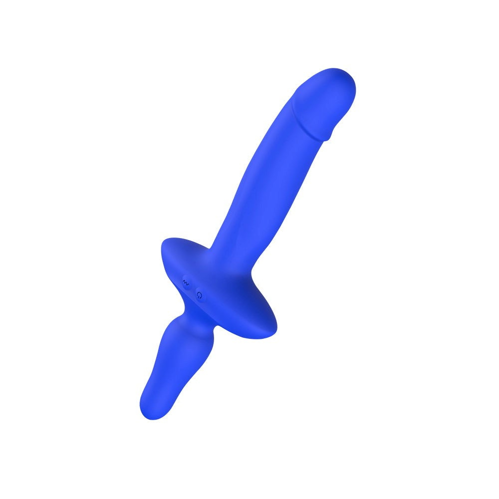 Kissen Ritter Double Orgasm Vibrating Silicone Dildo Blue - - Vibrating Dildos