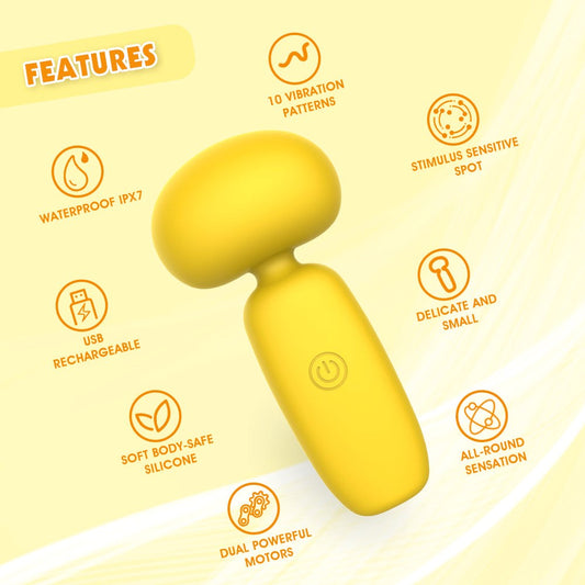 Lust Ripple Buster 10 Function Vibrating Body Wand Massager Yellow - - Body Wands