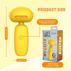 Lust Ripple Buster 10 Function Vibrating Body Wand Massager Yellow - - Body Wands