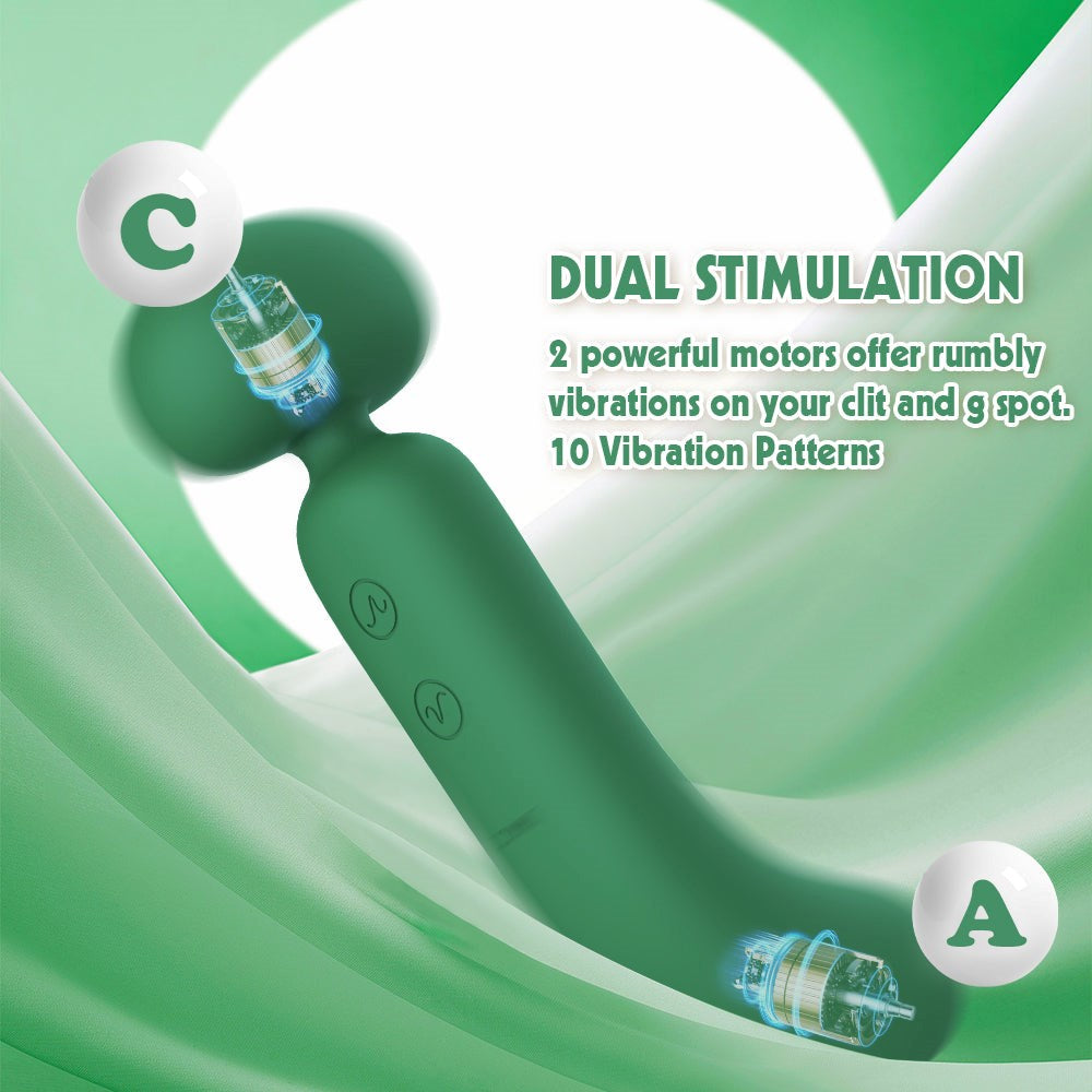 Lust Ripple Buster S 10 Function Vibrating Body Wand Green - - Body Wands