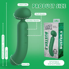 Lust Ripple Buster S 10 Function Vibrating Body Wand Green - - Body Wands