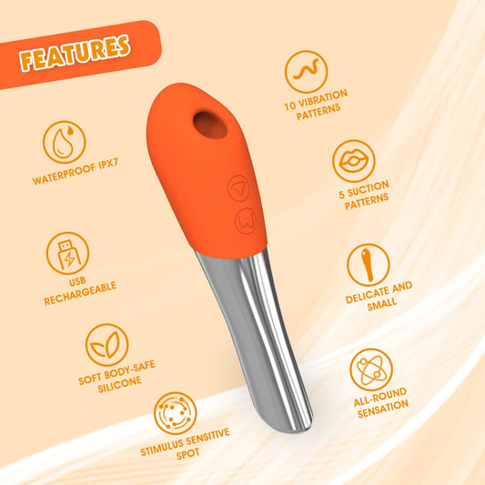 Lust Ripple Wallow Multi Function Clitoral Massager Orange - - Clit Ticklers and Pulsators