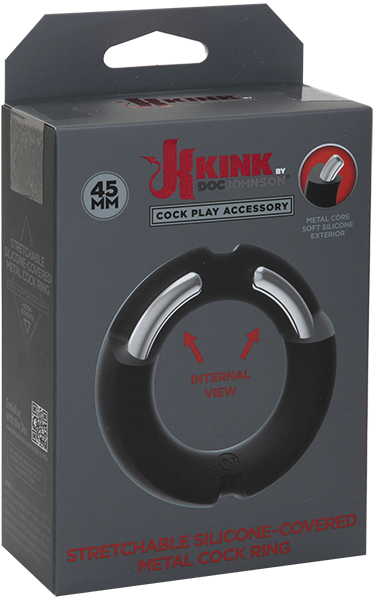 Kink Silicone Covered Metal Cock Ring 45mm - - Steel Cock Rings