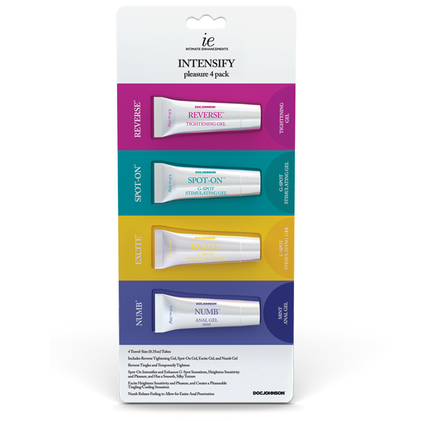 Intimate Enhancements INTENSIFY Pleasure Adult Gel 4 Pack - - Delay and Excite Sprays