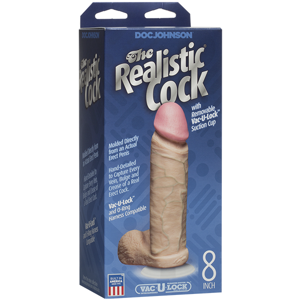 The Realistic Cock ULTRASKYN Realistic Dildo With Balls 8 Inch Vanilla - - Realistic Dildos
