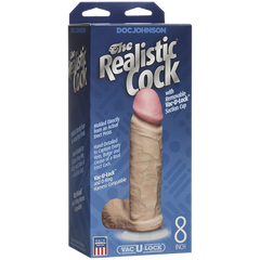 The Realistic Cock ULTRASKYN Realistic Dildo With Balls 8 Inch Vanilla - - Realistic Dildos
